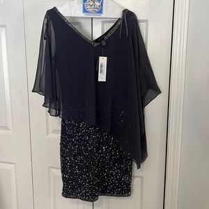 J Kara women’s caplet short cocktail Beaded Dress, Grey/Mullet, size 8